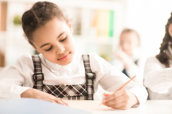 Child working at reasoning picture